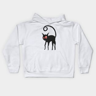 Black cat with orange eyes Kids Hoodie